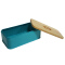 Vintage metal powder coating steel bread box with thick bamboo lid 